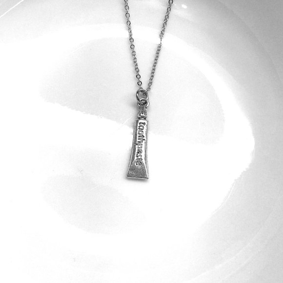 Miniature Toothpaste Cleaning Brushing Teeth Dental Care Dentist Gift Necklace - Picture 2 of 2